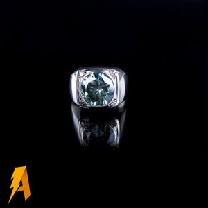 انگشتر تمام دستساز مردانه نقره موزانایت(الماس روسی) کد۶۱۴۵