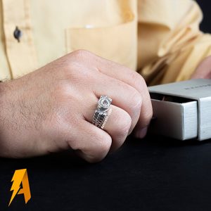 انگشتر مردانه تمام‌ دستساز الماس طبیعی افریقایی کد ۴۳۶۱
