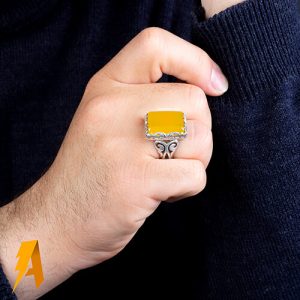 انگشتر نقره عقیق زرد با دعای شرف الشمس کد ۱۱۵۴