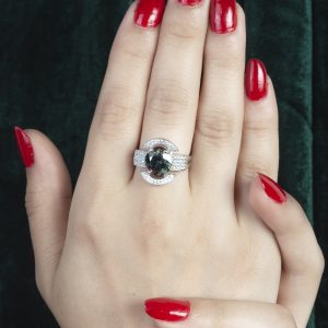 انگشتر زنانه نقره موزانایت کد ۱۱۱۷۱