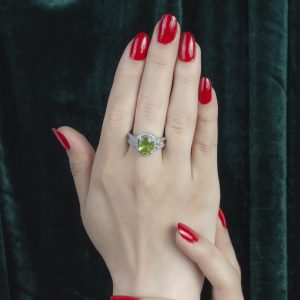 انگشتر زنانه نقره زبرجد طبیعی کد ۱۱۱۹۱