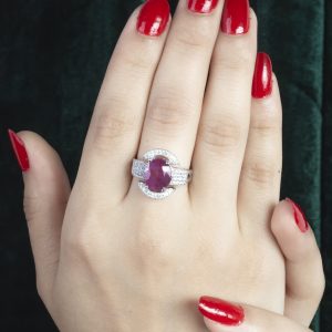 انگشتر زنانه نقره یاقوت سرخ کد ۱۱۱۴۰