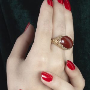 انگشتر زنانه نقره عقیق سرخ طبیعی کد ۱۱۱۶۸